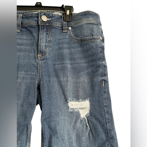 Seven 7 Distressed Denim Bermuda Shorts Size 10 Clam Digger Stretch Mid Rise - Picture 6 of 10